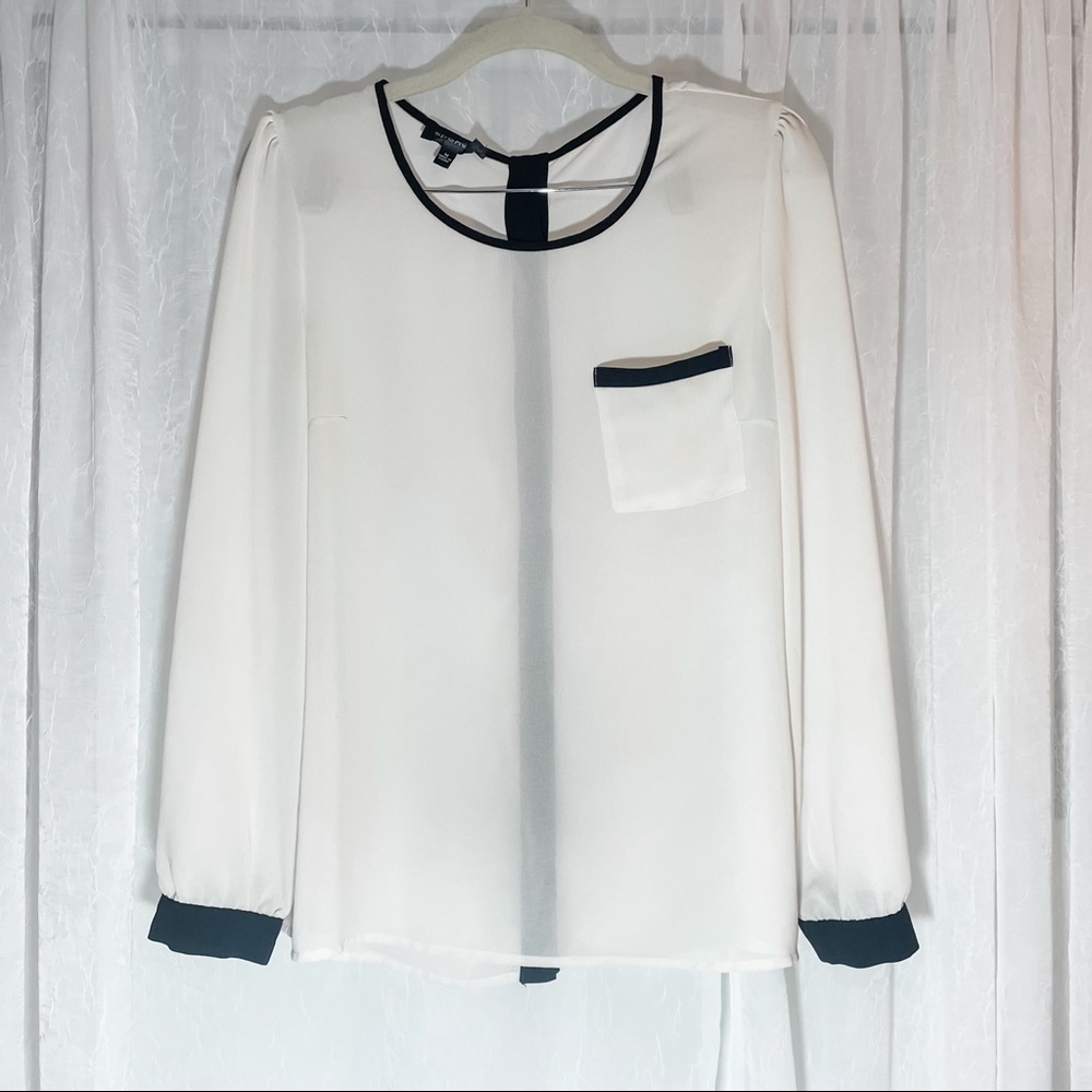 Spense Sheer White Button Up Blouse